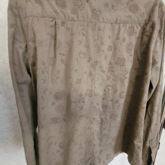 Territory Ahead Floral Brown Long Sleeve Shirt Flocked  Designs Size XL - Picture 6 of 14